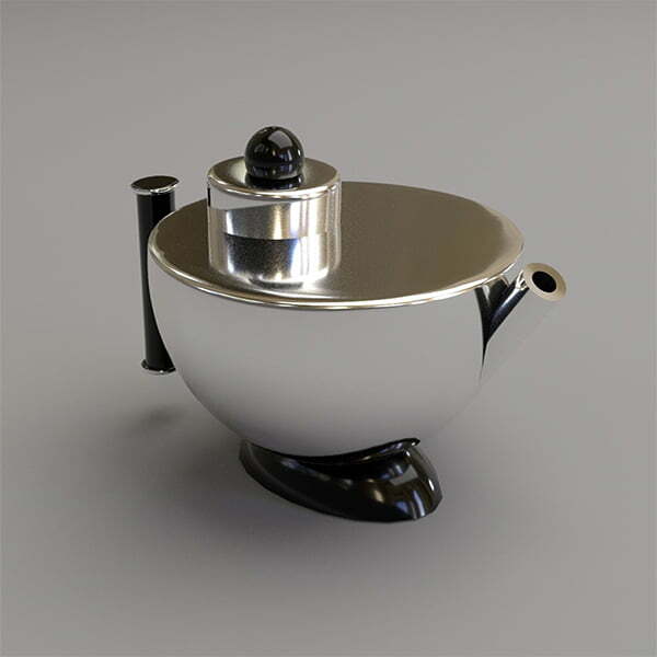 Bauhaus-style teapot modeled in 3D