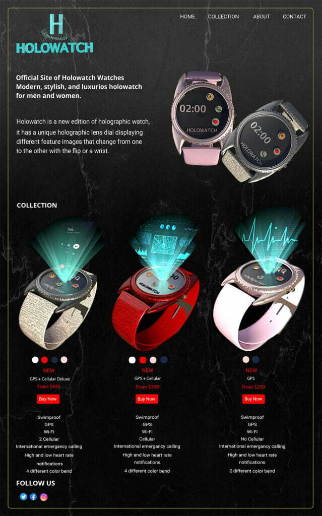 Holowatch brand website concept
